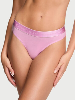 Logo Cotton Thong Panty