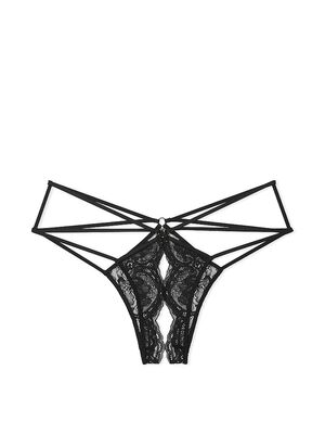 Lace Strappy Crotchless Cheeky Panty,