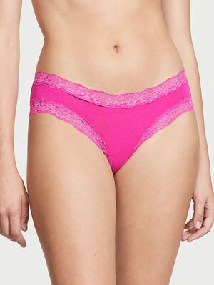 Victoria Secret Hot Pink Lacey Thong size med