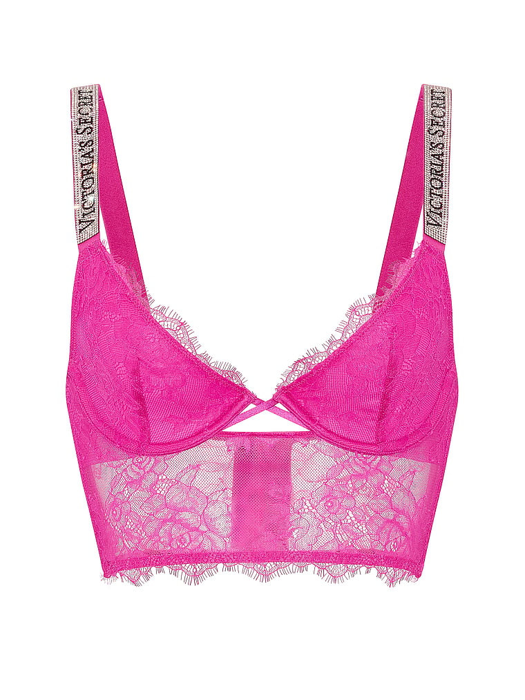 Logo Shine Strap Lace Longline Demi Bra image number null