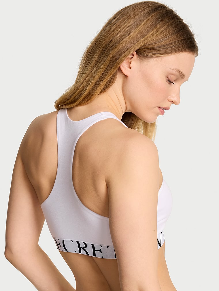 Cotton Exploded Logo Unlined High-Neck Bralette image number null