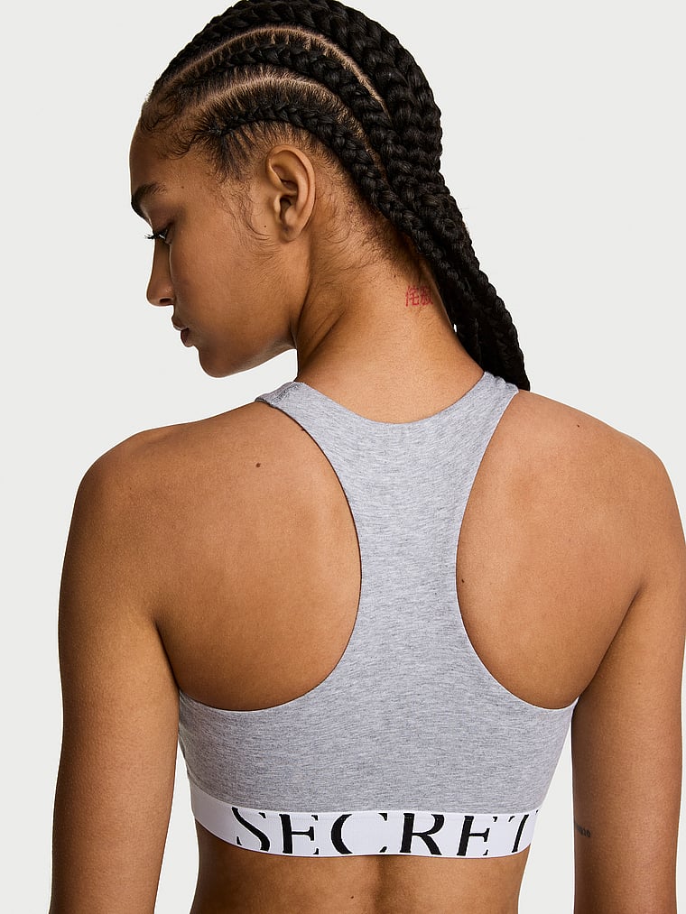 Cotton Exploded Logo Unlined High-Neck Bralette image number null