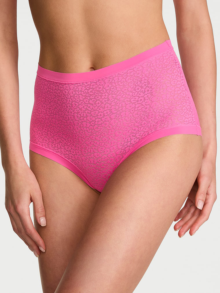 No-Show Leopard Lace Modern Brief Panty image number null