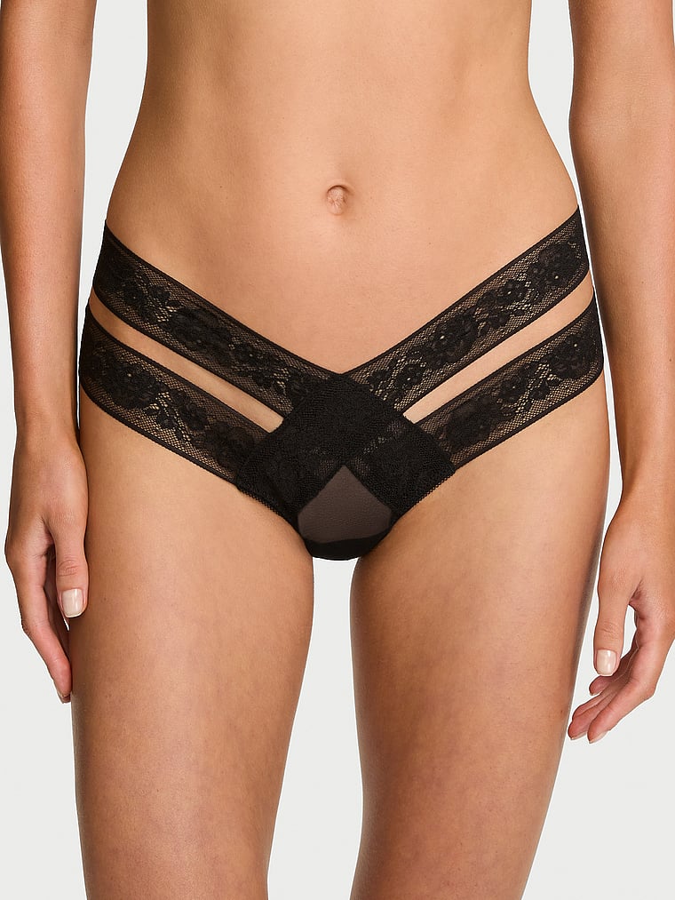 Rose Lace Strappy Cut-Out Cheeky Panty image number null