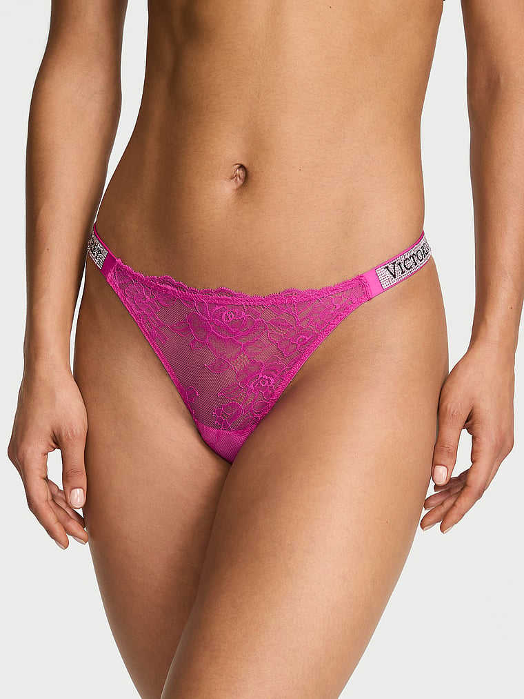 Shine Strap Lace Thong Panty image number null