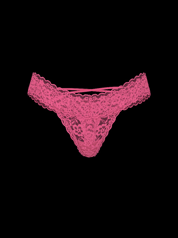 Lace Strappy-Back Thong Panty image number null