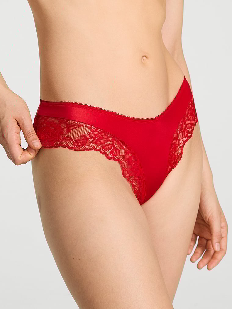 Rose Lace-Trim High-Leg Cheeky Panty image number null