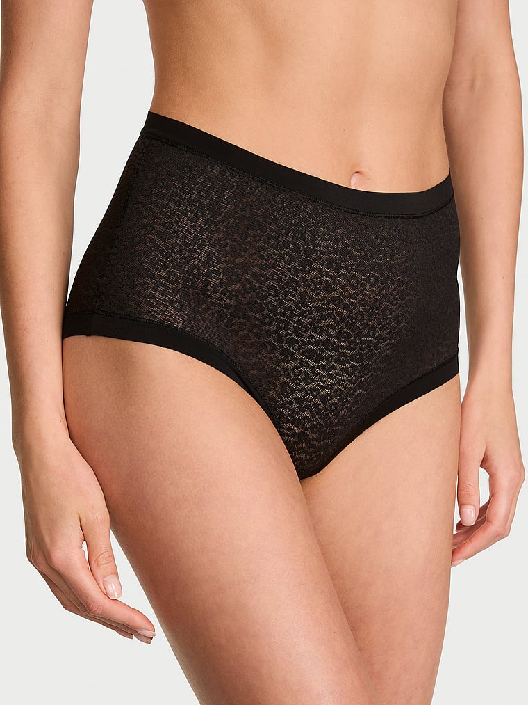 No-Show Leopard Lace Modern Brief Panty image number null