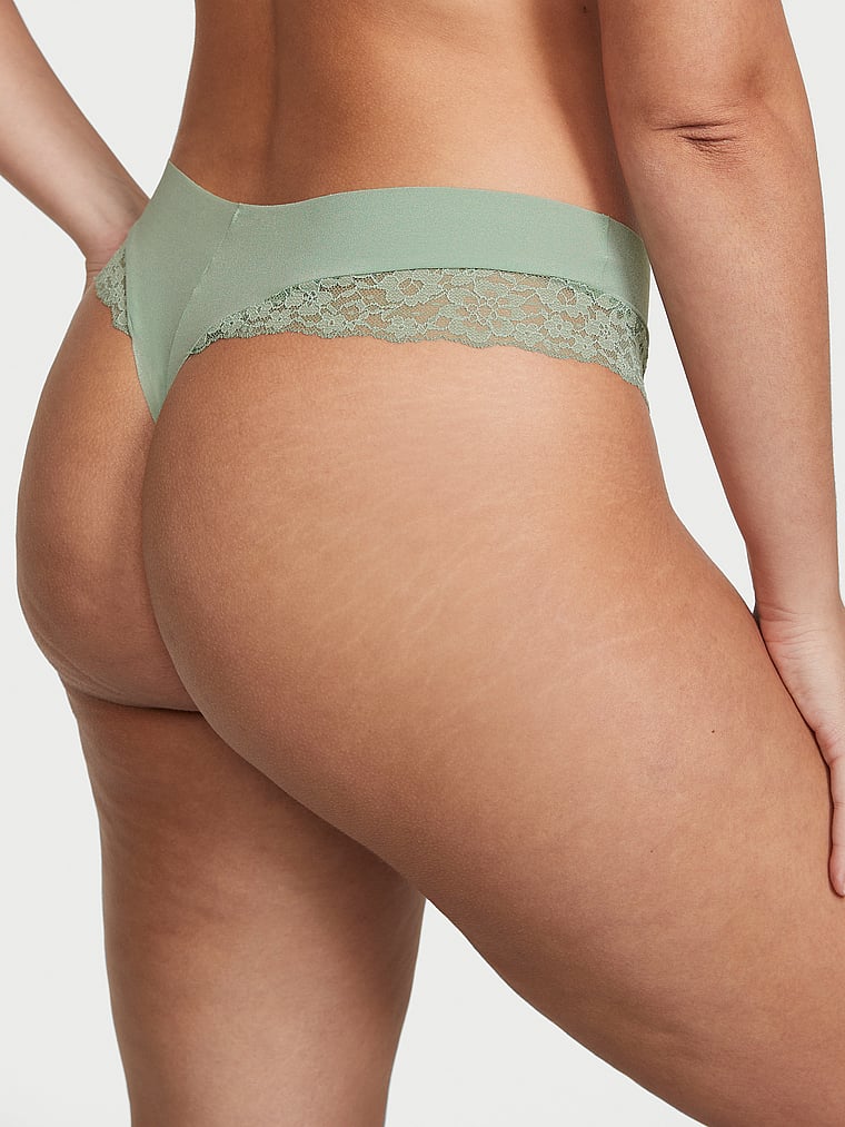 No-Show Lace-Trim Thong Panty image number null