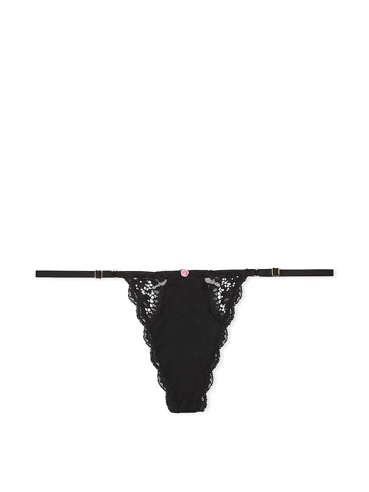 Lace-Trim Adjustable V-String Panty image number null