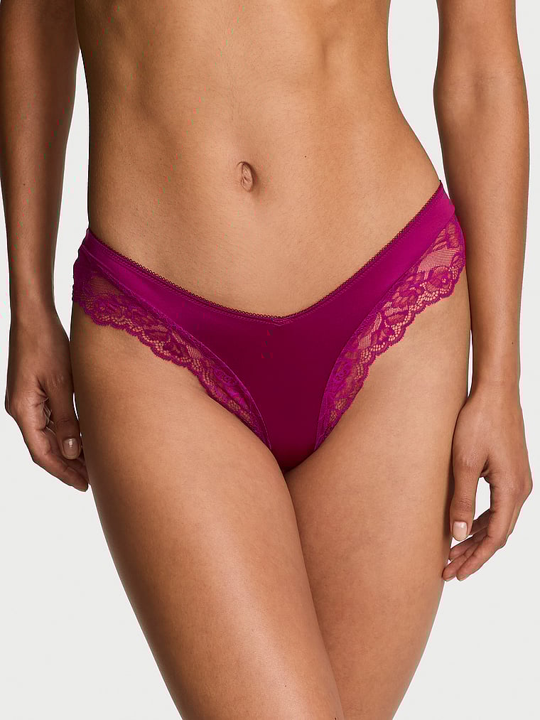 Rose Lace-Trim High-Leg Cheeky Panty image number null