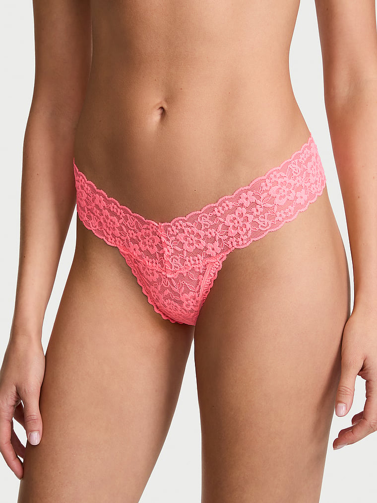 Blossom Lace Strappy-Back Thong Panty image number null