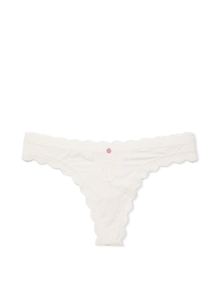 Lace-Trim Thong Panty image number null