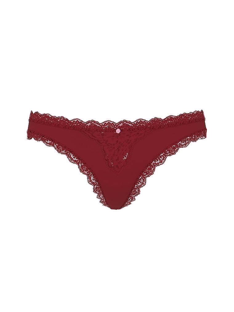 Lace-Trim Thong Panty image number null