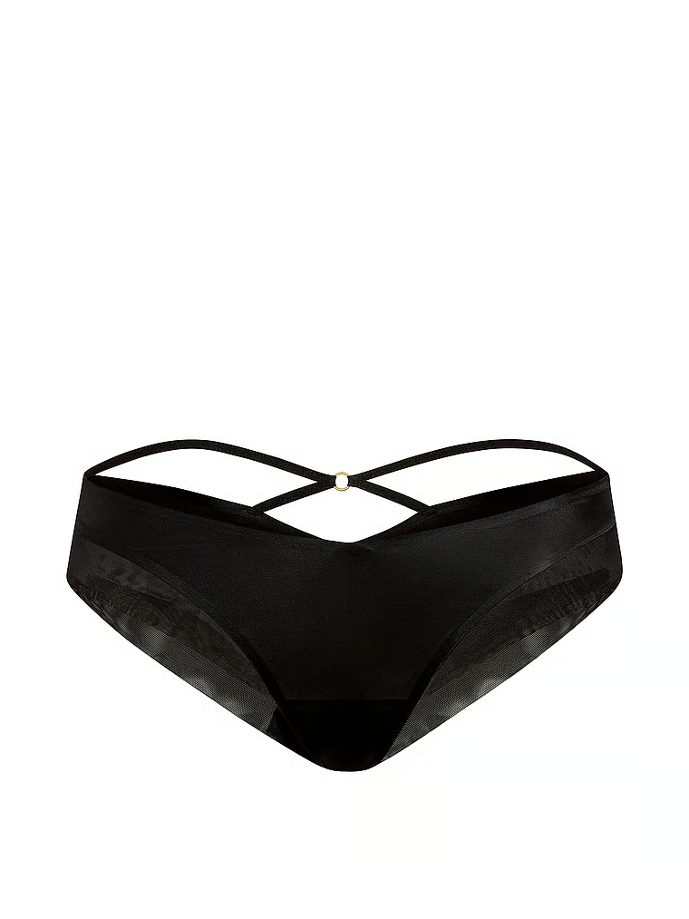 Sheer Reveal Mesh-Trim Strappy-Back Cheeky Panty image number null