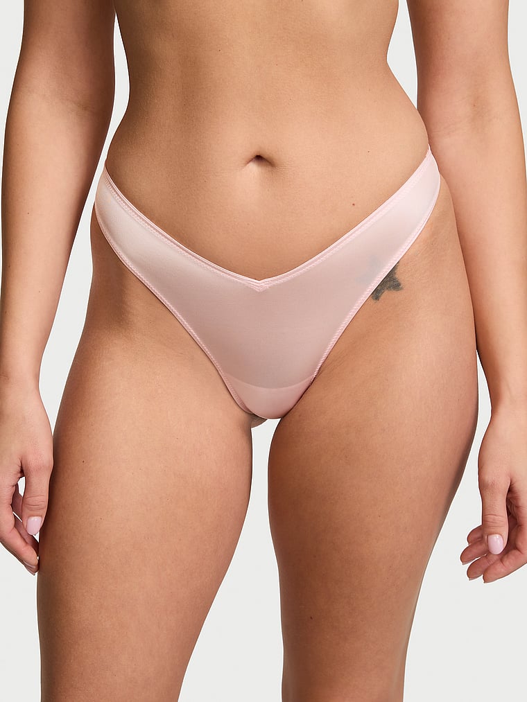 Smooth Strappy-Back High-Leg Thong Panty image number null