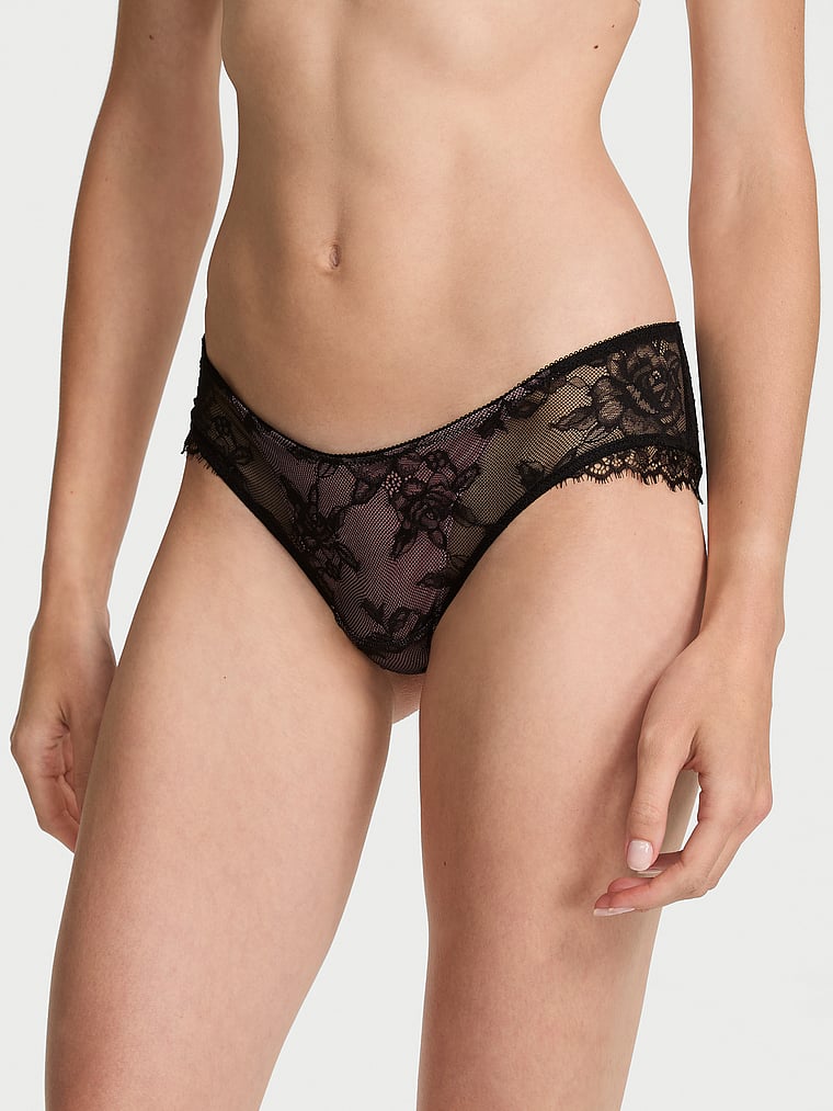 Rose Lace Overlay Cheeky Panty image number null