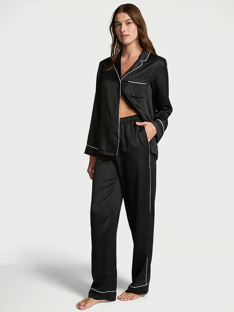 Signature Satin Long Pajama Set image number null