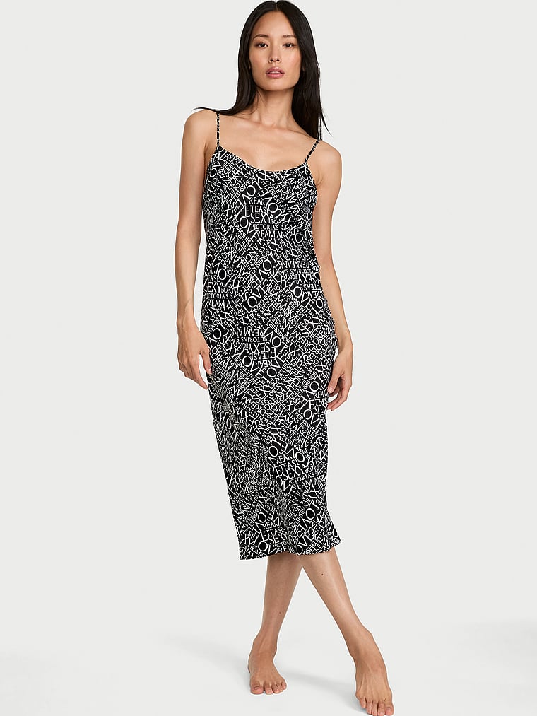Satin Midi Slip Dress image number null