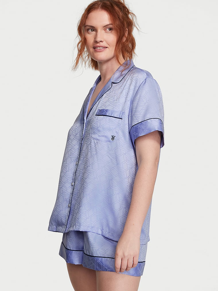 Satin Short Pajama Set Blue Crescent Victoria s Secret Indonesia