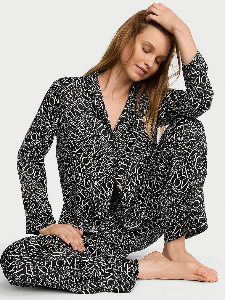 Signature Satin Long Pajama Set image number null