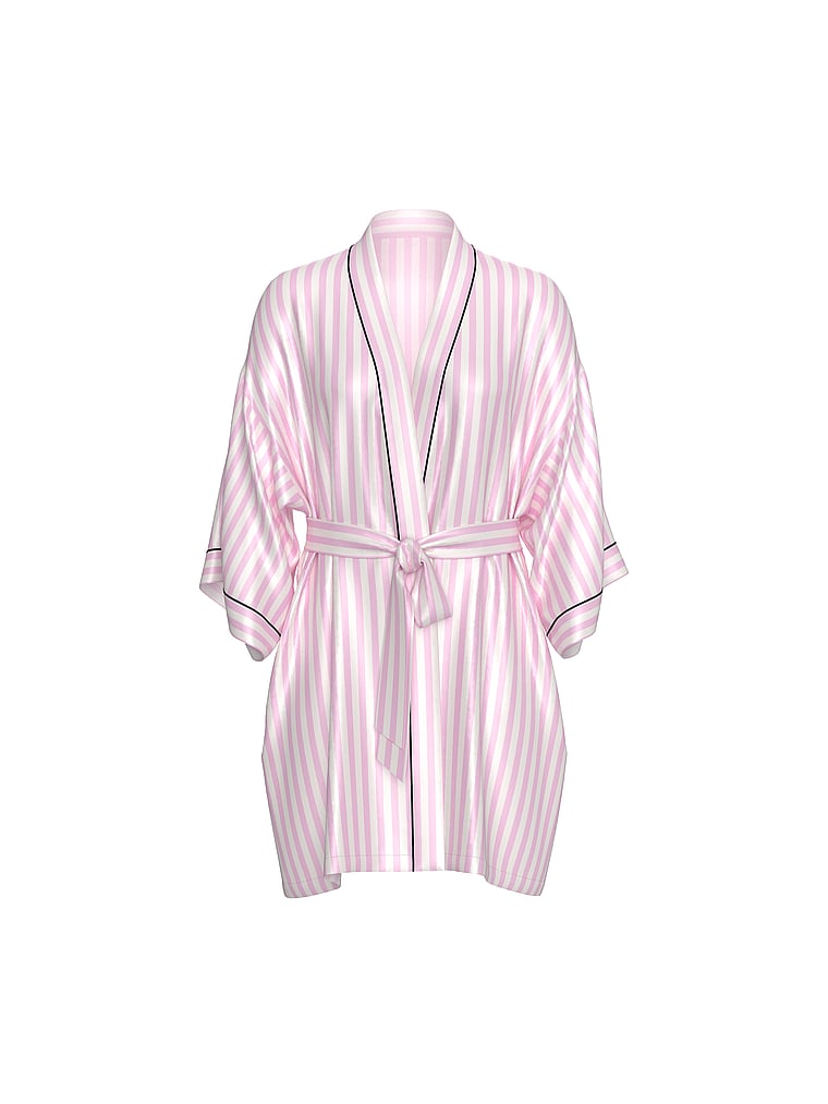 Victoria's Secret Backstage Satin Sparkle Short Robe image number null