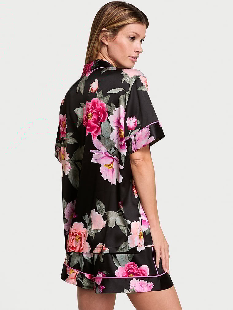 Glazed Satin Short Pajama Set image number null