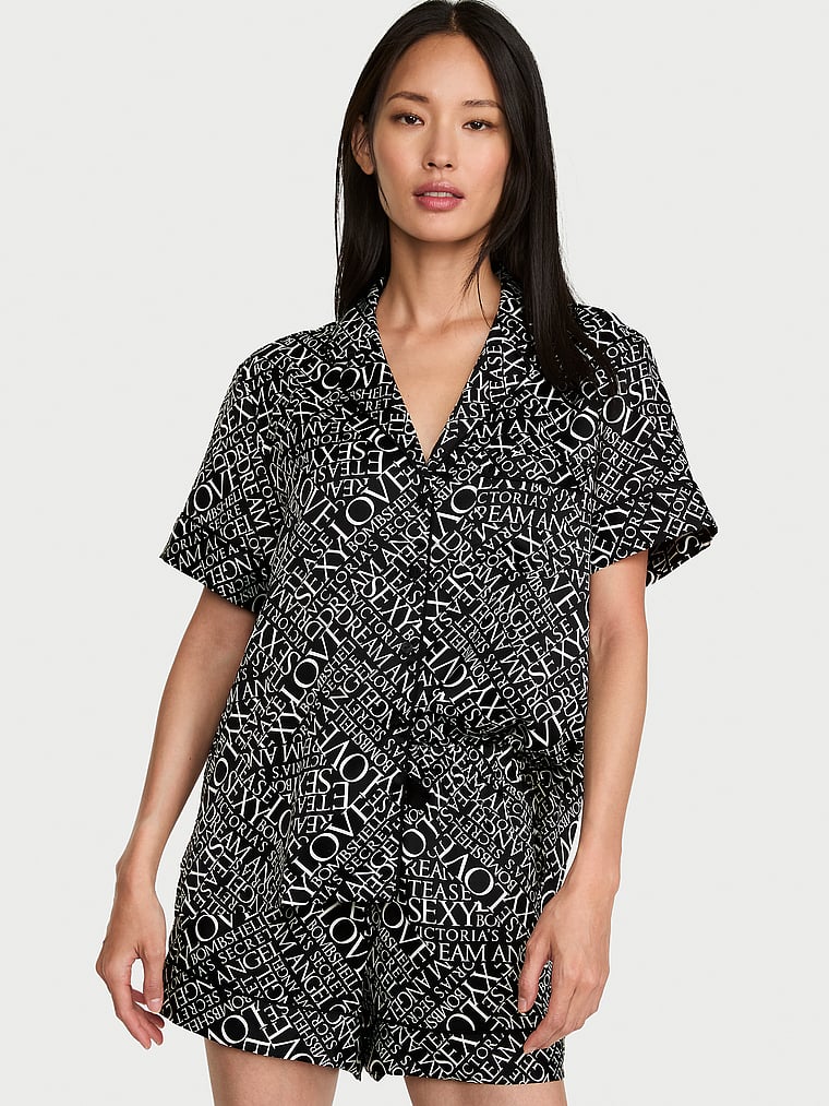 Signature Satin Short Pajama Set image number null