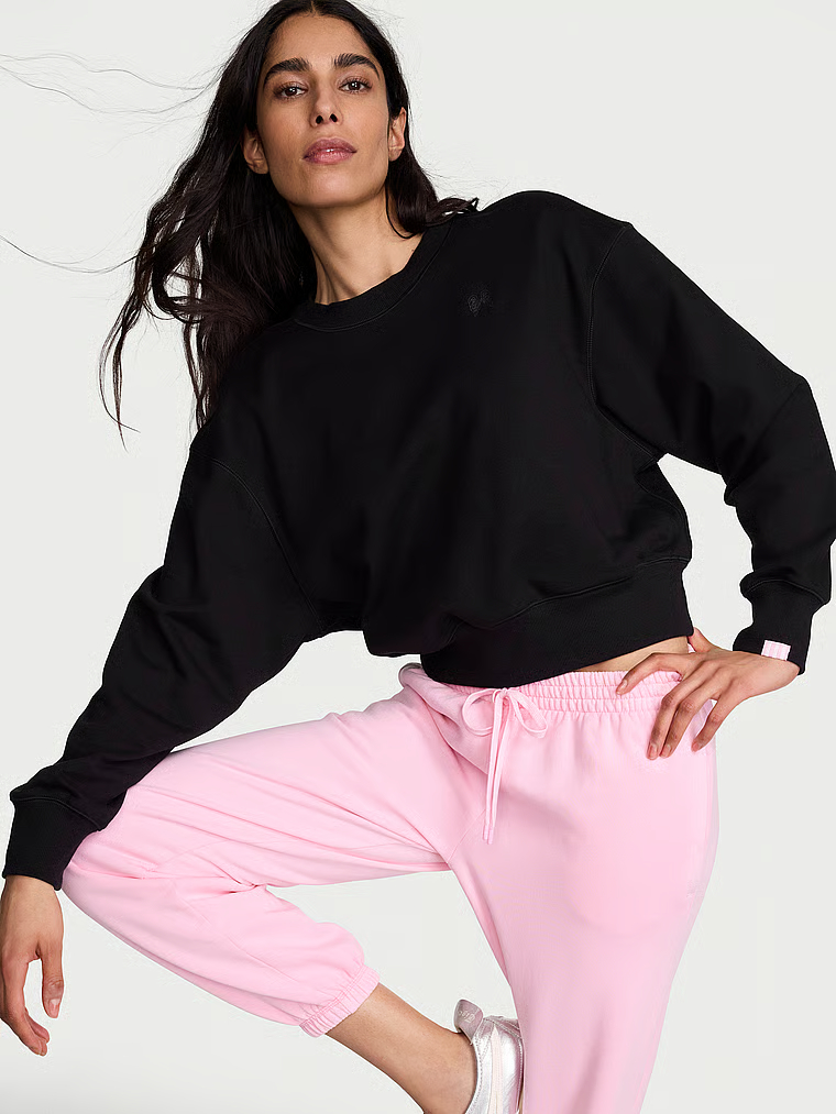 Obsessed Terry Crop Crewneck Sweatshirt image number null