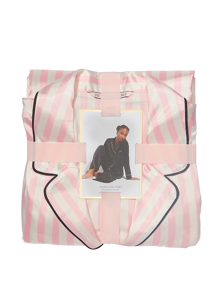 Glazed Satin Long Pajama Set image number null