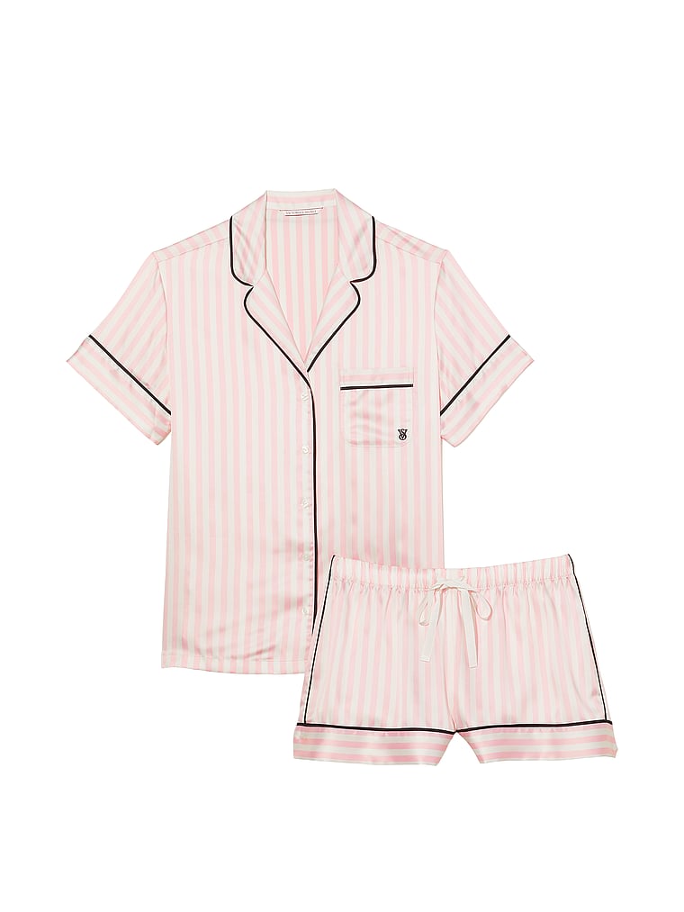 Glazed Satin Short Pajama Set image number null